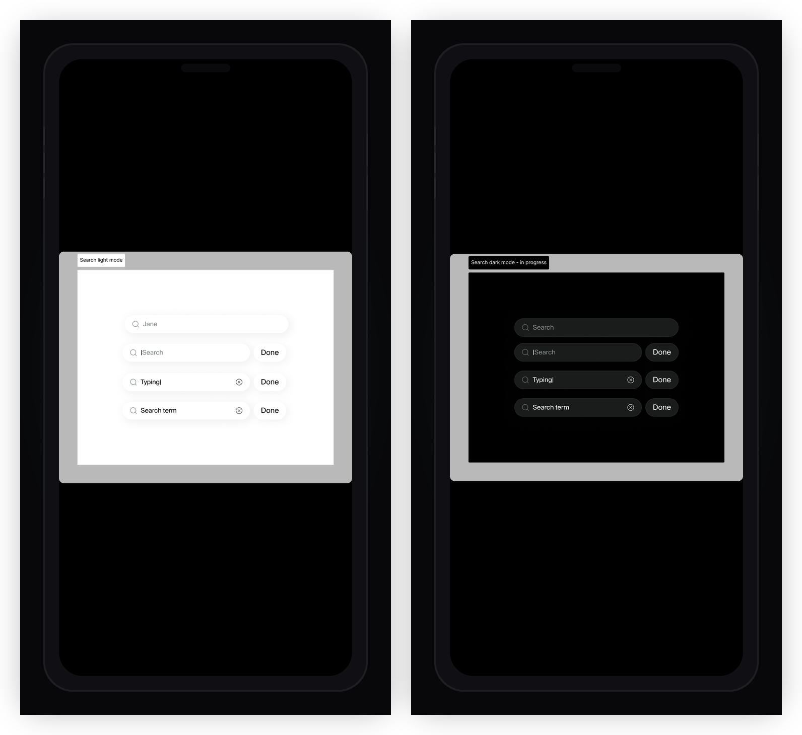 Search light and dark mode